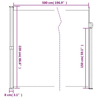 vidaXL Windscherm uittrekbaar 220x500 cm beige