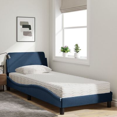 vidaXL Bed met matras stof blauw 90x190 cm