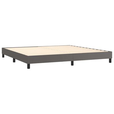 vidaXL Boxspring met matras en LED kunstleer grijs 200x200 cm