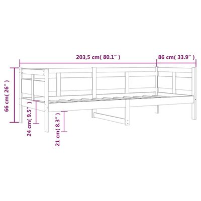 vidaXL Slaapbank massief grenenhout 80x200 cm