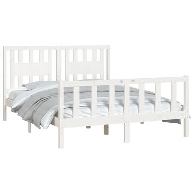 vidaXL Bedframe met hoofdbord massief grenenhout wit 140x200 cm