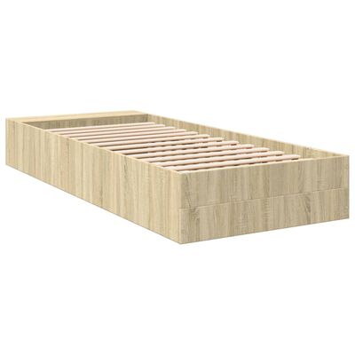 vidaXL Bedframe bewerkt hout sonoma eikenkleurig 75x190 cm