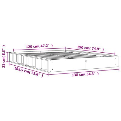 vidaXL Bedframe zonder matras massief grenenhout wasbruin 120x190 cm