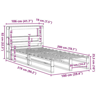 vidaXL Bedframe zonder matras massief grenenhout 100x200 cm