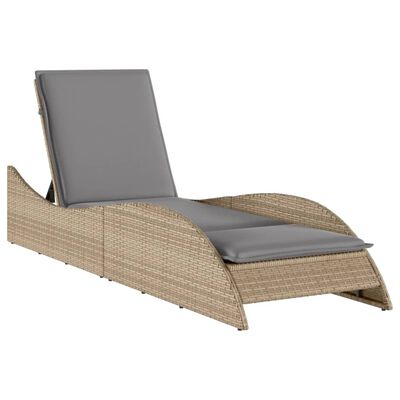 vidaXL Ligbed met kussen 60x205x73 cm poly rattan beige