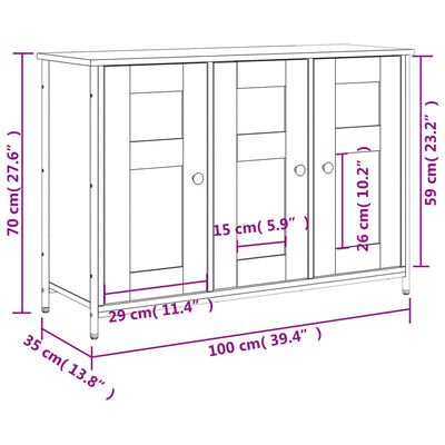 vidaXL Dressoir 100x35x70 cm bewerkt hout zwart