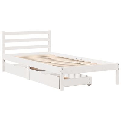 vidaXL Bedframe zonder matras massief grenenhout wit 75x190 cm