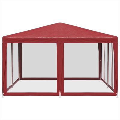 vidaXL Partytent met 8 mesh zijwanden 4x4 m HDPE rood