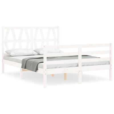 vidaXL Bedframe met hoofdbord massief hout wit