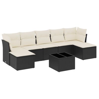 vidaXL 8-delige Loungeset met kussens poly rattan zwart