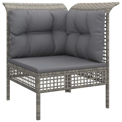 vidaXL 5-delige Loungeset met kussens poly rattan grijs