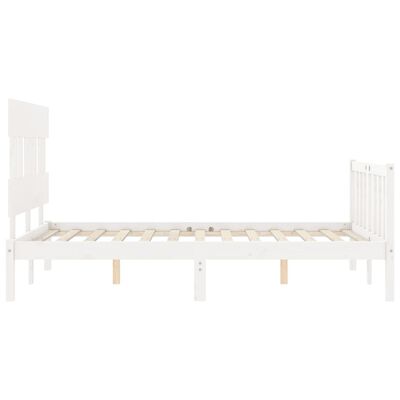 vidaXL Bedframe met hoofdbord massief hout wit 120x200 cm