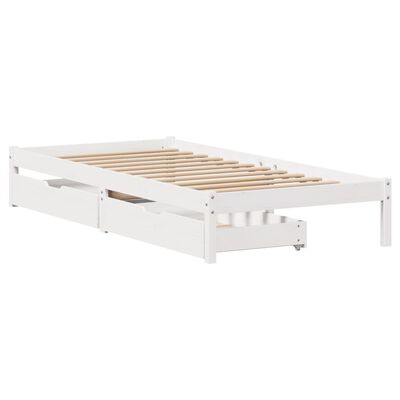 vidaXL Bedframe zonder matras massief grenenhout wit 90x200 cm