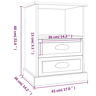 vidaXL Nachtkastjes 2 st 43x36x60 cm hoogglans wit