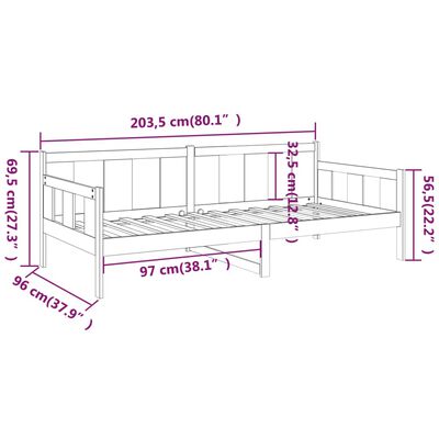 vidaXL Slaapbank massief grenenhout honingbruin 90x200 cm