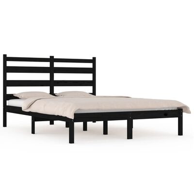 vidaXL Bedframe massief grenenhout zwart 140x200 cm