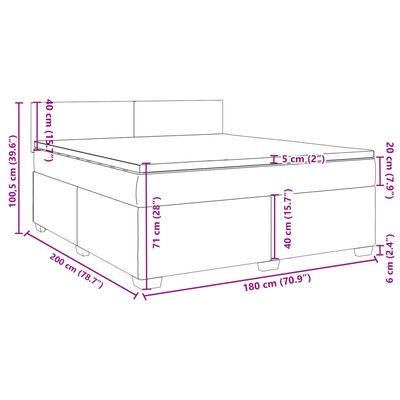 vidaXL Boxspring met matras fluweel lichtgrijs 180x200 cm