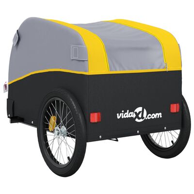 vidaXL Fietstrailer 45 kg ijzer zwart en geel