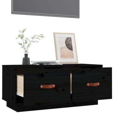 vidaXL Tv-meubel 80x34x35 cm massief grenenhout zwart