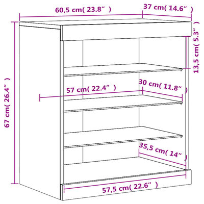 vidaXL Dressoir met LED-verlichting 60,5x37x67 cm zwart