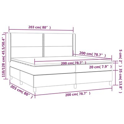 vidaXL Boxspring met matras en LED kunstleer grijs 200x200 cm