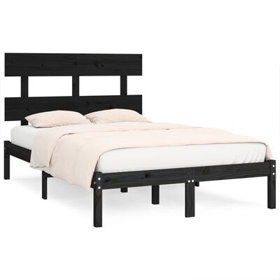 vidaXL Bedframe massief hout zwart 140x190 cm