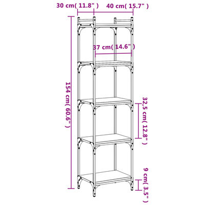 vidaXL Boekenkast 5-laags 40x30x154 cm bewerkt hout bruin eikenkleur