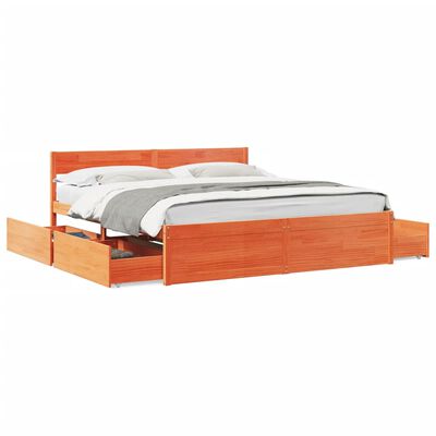 vidaXL Bedframe zonder matras massief grenenhout wasbruin 200x200 cm