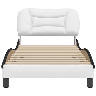 vidaXL Bedframe met hoofdbord kunstleer wit en zwart 90x200 cm