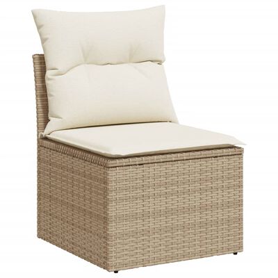 vidaXL 11-delige Tuinset met kussens poly rattan beige