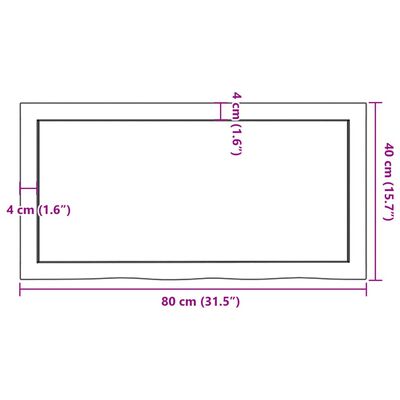 vidaXL Wastafelblad 80x40x(2-6) cm behandeld massief hout donkerbruin