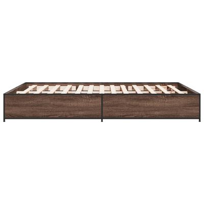 vidaXL Bedframe bewerkt hout metaal bruin eikenkleur 135x190 cm