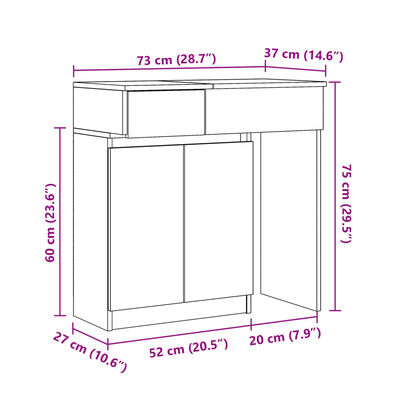 vidaXL Kaptafel met LED 115x37x110,5 cm betongrijs