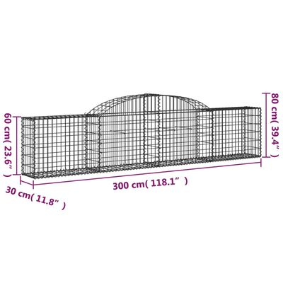 vidaXL Schanskorven 9 st gewelfd 300x30x60/80 cm gegalvaniseerd ijzer