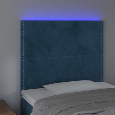 vidaXL Hoofdbord LED 100x5x118/128 cm fluweel donkerblauw