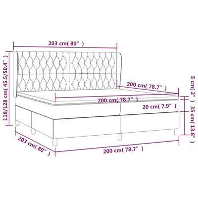 vidaXL Boxspring met matras stof lichtgrijs 200x200 cm