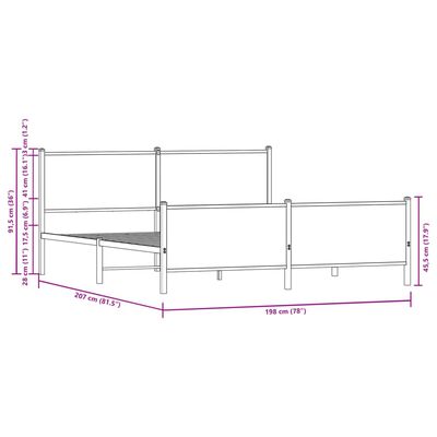 vidaXL Bedframe zonder matras metaal bruin eikenkleur 193x203 cm