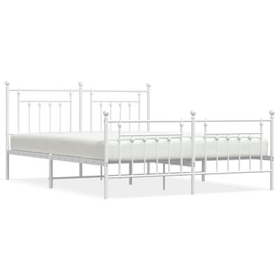 vidaXL Bedframe met hoofd- en voeteneinde metaal wit 160x200 cm