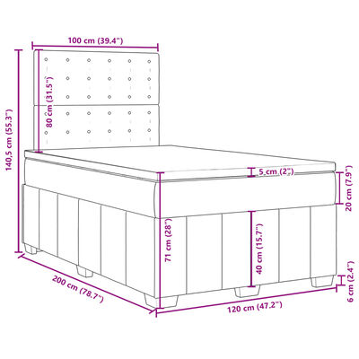 vidaXL Boxspring met matras stof zwart 120x200 cm