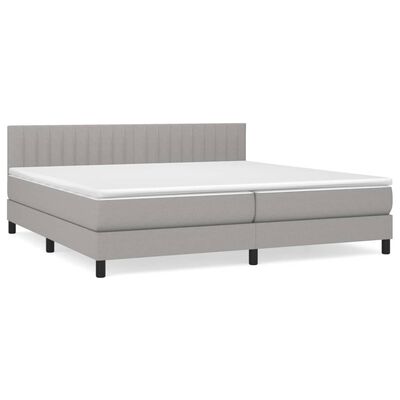 vidaXL Boxspring met matras stof lichtgrijs 200x200 cm