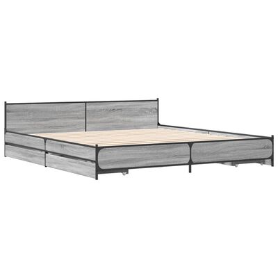 vidaXL Bedframe met lades bewerkt hout grijs sonoma eiken 180x200 cm