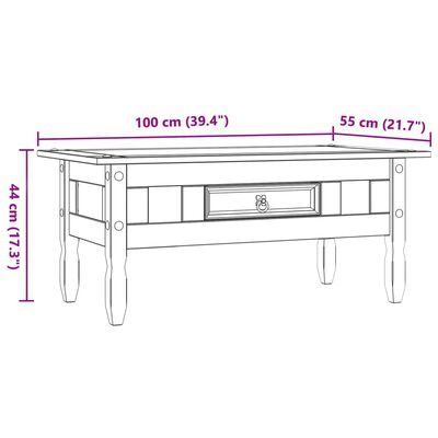 vidaXL Salontafel 100x55x44 cm Mexicaans grenenhout Corona-stijl grijs