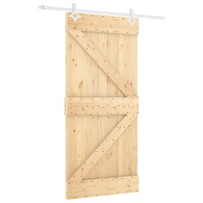 vidaXL Schuifdeur met beslag 100x210 cm massief grenenhout