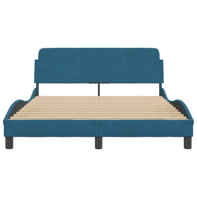 vidaXL Bedframe met hoofdeinde fluweel blauw 140x190 cm