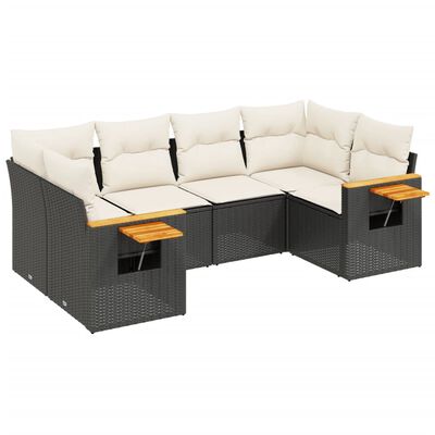 vidaXL 6-delige Loungeset met kussens poly rattan zwart