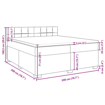 vidaXL Boxspring met matras stof lichtgrijs 200x200 cm