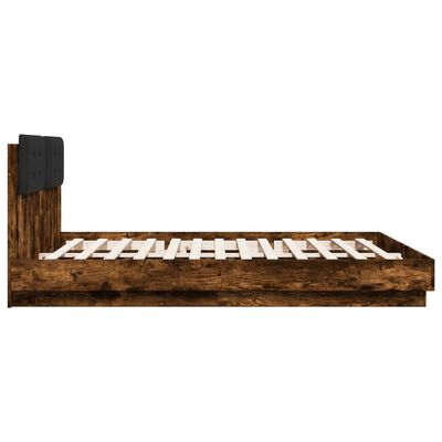 vidaXL Bedframe met hoofdeinde bewerkt hout gerookt eiken 180x200 cm