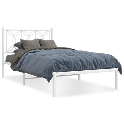 vidaXL Bedframe met hoofdbord metaal wit 100x200 cm