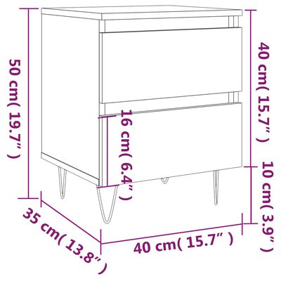 vidaXL Nachtkastje 40x35x50 cm bewerkt hout sonoma eikenkleurig