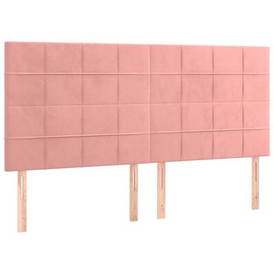 vidaXL Hoofdbord LED 160x5x118/128 cm fluweel roze